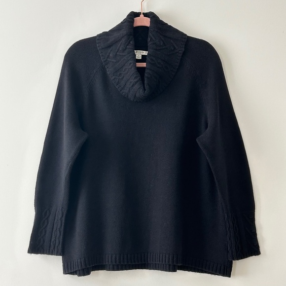 Liz Claiborne Black Cotton & Angora Cowl Neck Sweater - Picture 1 of 16